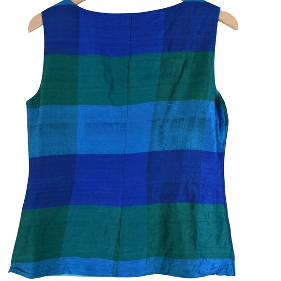 Talbots 100% Silk Tank Top 6 Jewel Tone Colorblock Preppy Mod Blouse - Picture 2 of 8